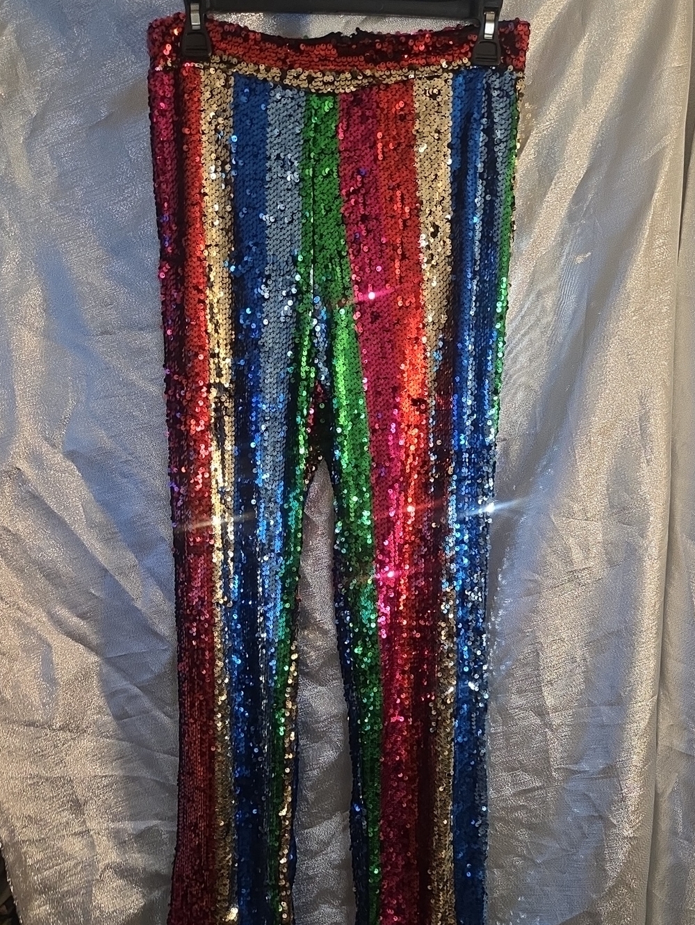 Sequin Rainbow Stripe Pants Multicolor